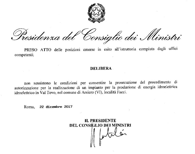 Delibera Consiglio dei Ministri