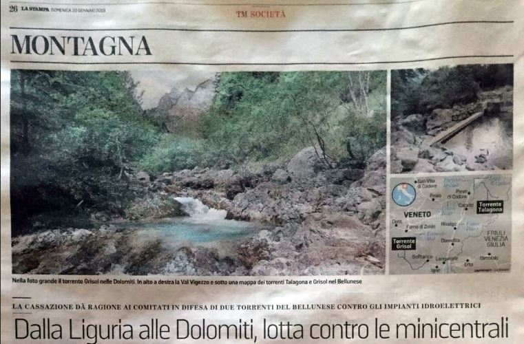 La stampa  Lotta contro le mini centraline