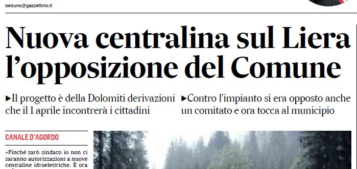 Il Sindaco contro la centralina sul Liera