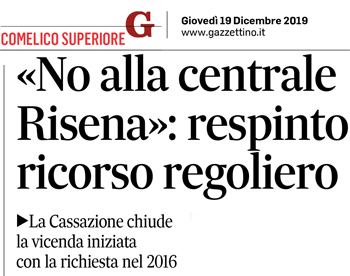 Cassazione stoppa centralina sul Risena