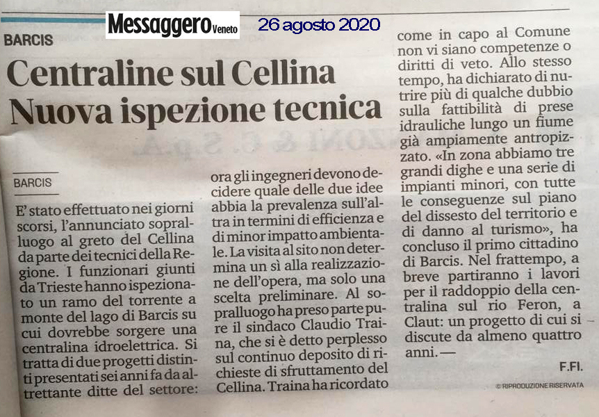 Il Messaggero Veneto (Pordenone) - fiume Cellina