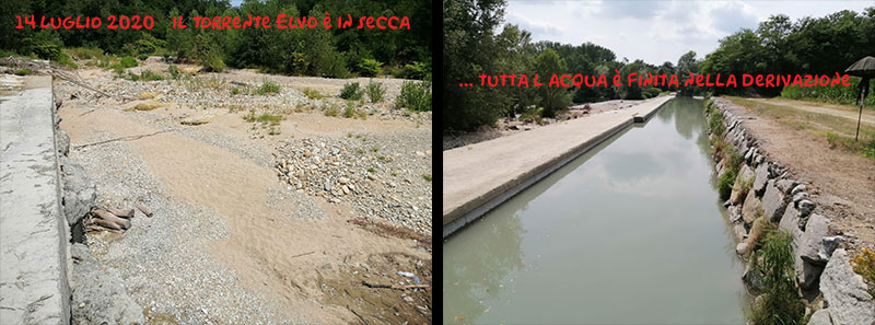 torrente Elvo: tutta l'acqua nella derivazione