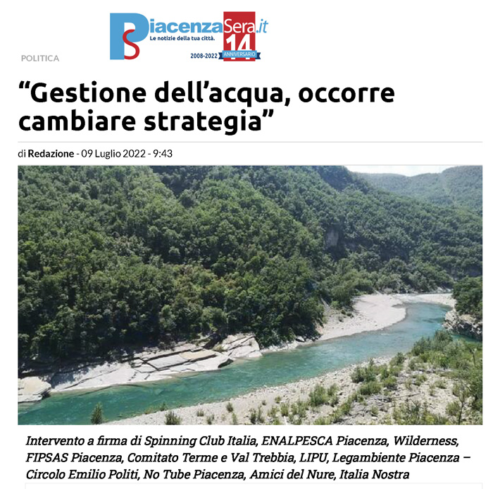 PiacenzaSera 9 luglio 2022 - acqua: cambiare strategia